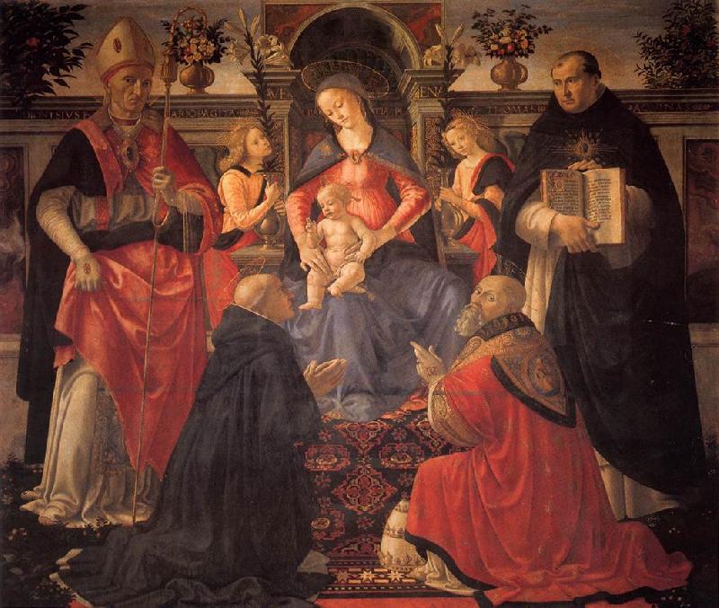 GHIRLANDAIO, Domenico Madonna and Child Enthroned between Angels and Saints oil painting image